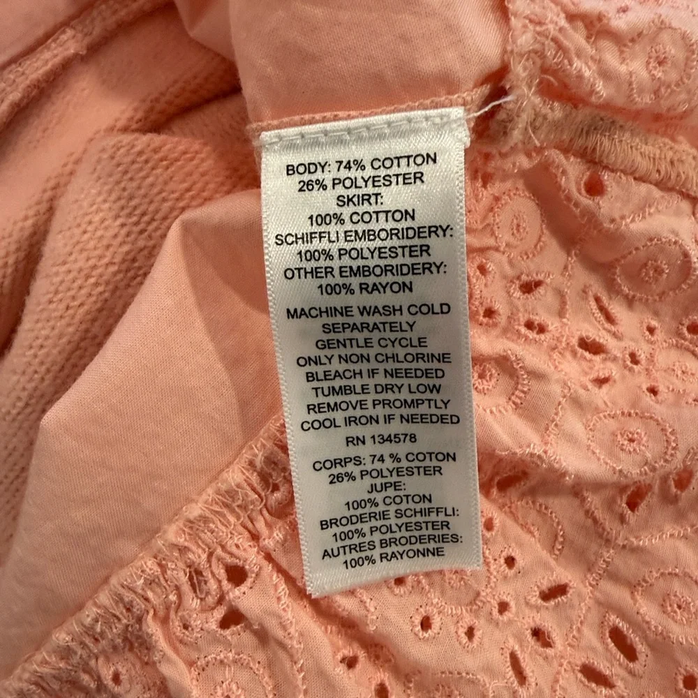 NWT Vineyard Vines Girls Pink Long Sleeve Tired Eyelet Ruffle Dress Size 16